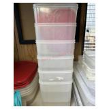 6- 18 cup storage containers with red lids