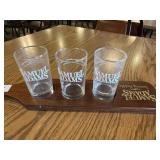 Samual Adamï¿½s serving paddle with glasses