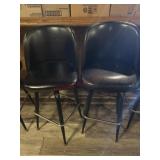 2- Black swivel bar stools