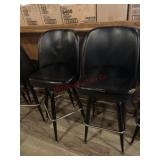 2- Black swivel bar stools