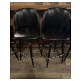 2- Black swivel bar stools