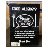 Food Allergy sign
