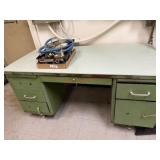 Green metal desk