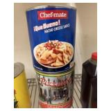 Nacho cheese and pizza sauce