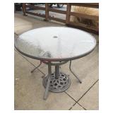 Glass top patio table with umbrella, stand no