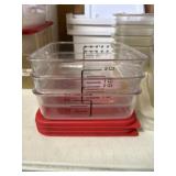 3- 2 quart food storage containers with red lids