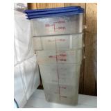 3-  22 quart food storage containers with blue