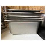4-  10x13 Stainless steam table pans with 2 lids