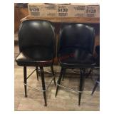 2- Black swivel bar stools