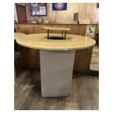 2- Tier round bar table with trash can pedestal