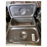 2- Stainless 7x13x5 steam table pans with lids