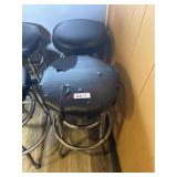 2- black seat chrome leg bar stools