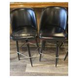 2- Black swivel bar stools