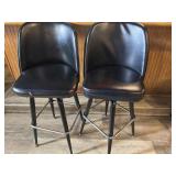 2- Black swivel bar stools