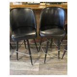 2- Black swivel bar stools