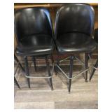 2- Black swivel bar stools