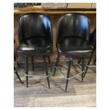 2- Black swivel bar stools
