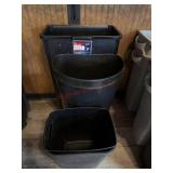 Six various trash cans