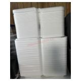 Stack of hinged food carry out boxes