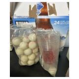 Box of ping pong balls and odd cups
