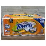 Orange Super Premium Paper Towels, 15 Rolls
