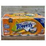 Orange Super Premium Paper Towels, 15 Rolls