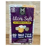 3-Ply Premium Facial Tissues, 12 Boxes