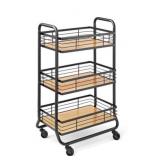3-Tier Rolling Bar Cart with Metal Frame