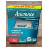 Assurance Premium Underpads XL, 30 Count