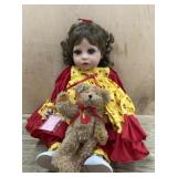 Royal Vienna 18 inch doll in red and yellow dress
