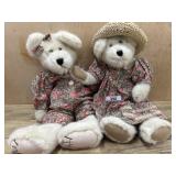 2- Boyds Bears Boy and girl bear in floral pink