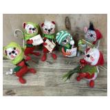 6- Annalee doll Christmas mice  5 inch