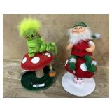 2- Annalee doll Mushroom dolls 10 inch