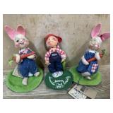 Annalee doll pair of Rabbits and 1987 Logo doll