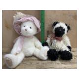 Boyds Bears 14 inch white bear and 12 inch cat