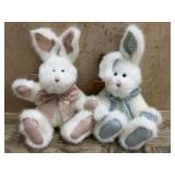 2+- Boyds Bear Rabbits with plaid feet