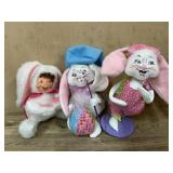 3- Annalee doll Easter Rabbits  10 inch
