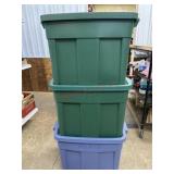 3- Rubbermaid totes with lids