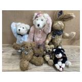 6 - Boyds Bears tan Rabbit, 2 small boyds, three