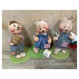 3- Annalee doll 10 inch bears