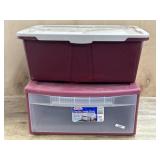 Red tote drawer and red tote with lid