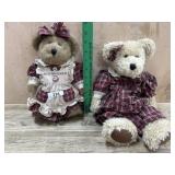 12 and 14 inch Boyds Bears in Red plaid dresses