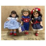 3- Ginny dolls in blue dresses