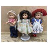 3- Ginny dolls 2 in dresses and 1 in jeans