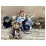 6- 5 inch and 2-10 inch Boyds Bears  One with Rag