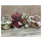 4-Boyds Bears 2 Angels and red and tan bear