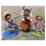Annalee doll Fisherman, Logo doll 1997 and Mouse
