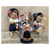 4- Annalee doll Pilgrim mice  6 inch and