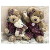 2- Boyds Bears 12 inch bears in red plaid with