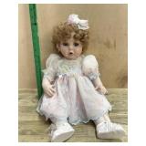 Marie Osmond 16 inch porcelain doll in pink dress
